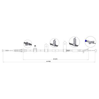 Tirette à câble, frein de stationnement arrière droit METZGER 1.MA005 pour MAZDA CX-5 2.0 - 165cv