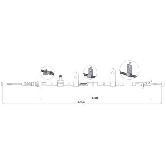 Tirette à câble, frein de stationnement arrière droit METZGER 1.MA006 pour MAZDA 6 2.0 - 165cv