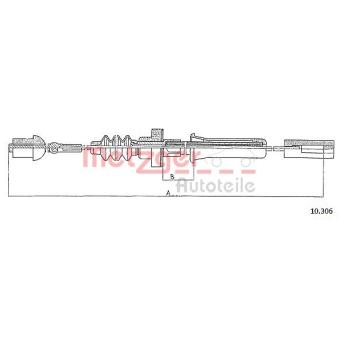 Tirette à câble, commande d'embrayage METZGER 10.306 pour AUDI 50 1.1 - 60cv