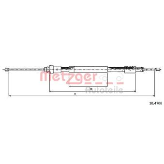 Tirette à câble, frein de stationnement arrière droit METZGER 10.4706 pour CITROEN JUMPY 1.6 - 109cv