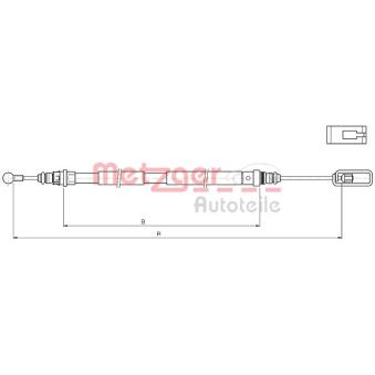 Tirette à câble, frein de stationnement arrière droit METZGER [10.4721]