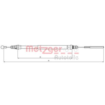 Tirette à câble, frein de stationnement arrière gauche METZGER [10.4722]