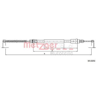 Tirette à câble, frein de stationnement arrière droit METZGER [10.6202]
