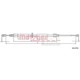 Tirette à câble, frein de stationnement METZGER 10.6796