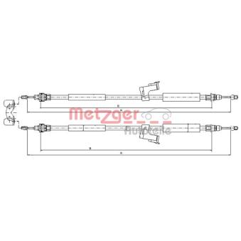 Tirette à câble, frein de stationnement METZGER 10.8225 pour JEEP CJ5 - CJ8 1.6 D - 110cv