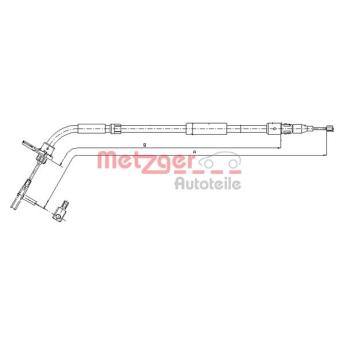 Tirette à câble, frein de stationnement arrière droit METZGER OEM A1694201285