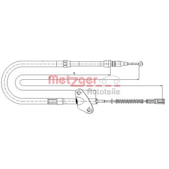 Tirette à câble, frein de stationnement arrière droit METZGER 10.9871 pour MERCEDES-BENZ T1 209 D 2.9 - 88cv