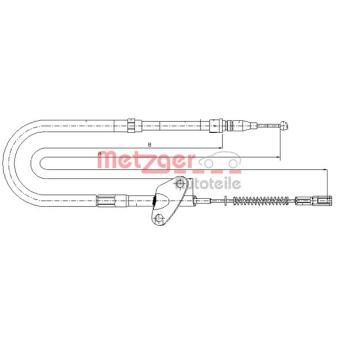 Tirette à câble, frein de stationnement arrière gauche METZGER 10.9872 pour MERCEDES-BENZ T1 209 D 2.9 - 88cv