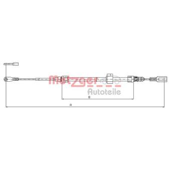 Tirette à câble, frein de stationnement METZGER OEM 2D0609701