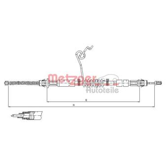 Tirette à câble, frein de stationnement arrière droit METZGER [11.5668]