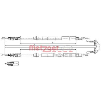 Tirette à câble, frein de stationnement METZGER OEM 522455