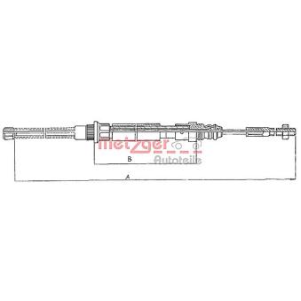 Tirette à câble, frein de stationnement arrière gauche METZGER 11.606 pour PEUGEOT 405 1.6 - 88cv