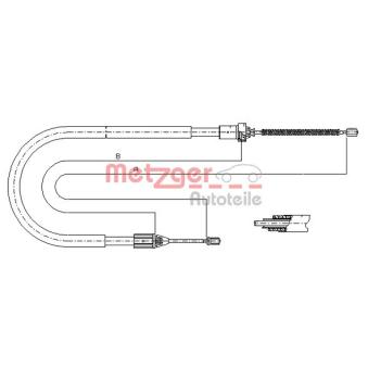 Tirette à câble, frein de stationnement arrière droit METZGER OEM 7700424926