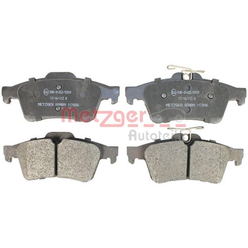 Jeu de 4 plaquettes de frein arrière METZGER 1170006 - Visuel 1