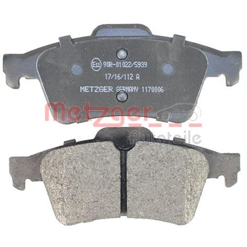 Jeu de 4 plaquettes de frein arrière METZGER 1170006 - Visuel 2