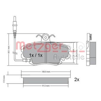 Jeu de 4 plaquettes de frein avant METZGER OEM 7711130071