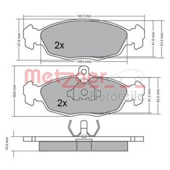 Jeu de 4 plaquettes de frein avant METZGER OEM 90442995