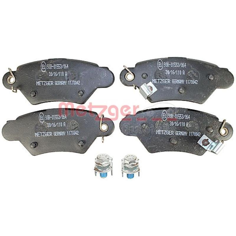 Jeu de 4 plaquettes de frein arrière METZGER 1170042 - Visuel 1