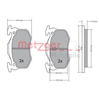 Jeu de 4 plaquettes de frein arrière METZGER OEM 96666971