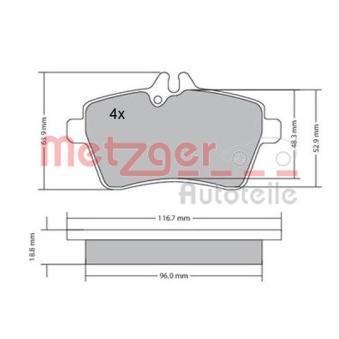 Jeu de 4 plaquettes de frein avant METZGER OEM 1694200720