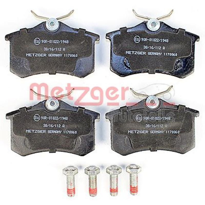 Jeu de 4 plaquettes de frein arrière METZGER 1170060 - Visuel 1