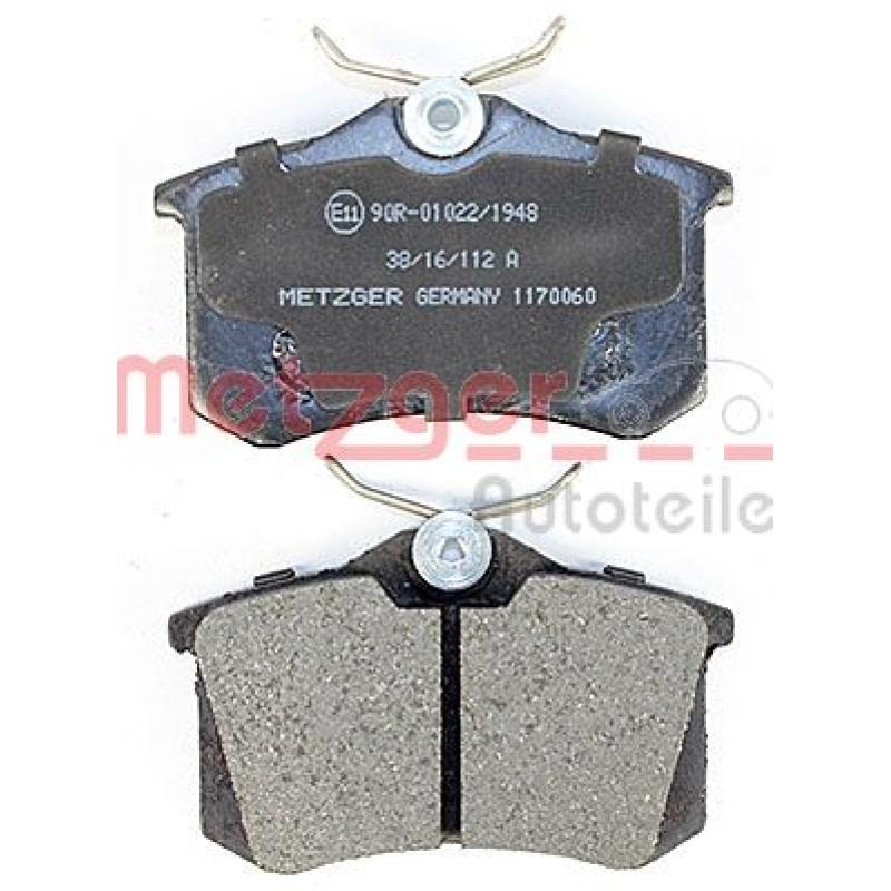 Jeu de 4 plaquettes de frein arrière METZGER 1170060 - Visuel 2