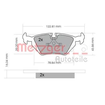 Jeu de 4 plaquettes de frein arrière METZGER OEM 34211164501