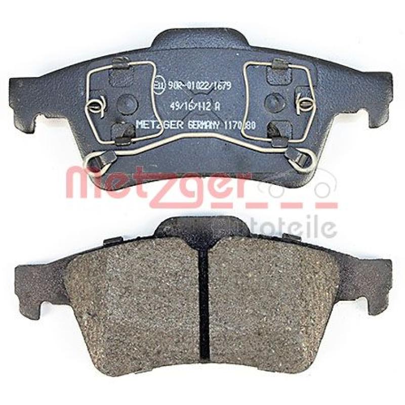 Jeu de 4 plaquettes de frein arrière METZGER 1170080 - Visuel 2