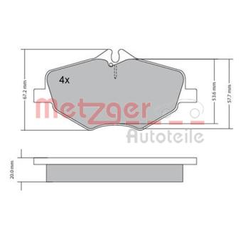 Jeu de 4 plaquettes de frein avant METZGER OEM 0034209920