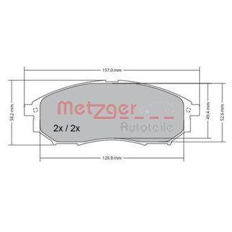 Jeu de 4 plaquettes de frein avant METZGER OEM AY040NS079 Jeu de 4 plaquettes de frein avant METZGER OEM AY040NS079