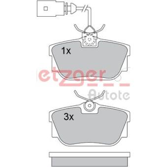 Jeu de 4 plaquettes de frein arrière METZGER OEM 7D0698451E