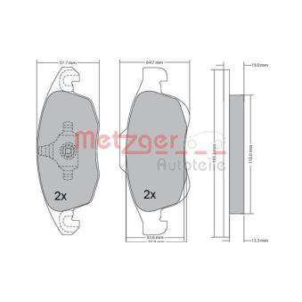 Jeu de 4 plaquettes de frein avant METZGER OEM 425425 Jeu de 4 plaquettes de frein avant METZGER OEM 425425