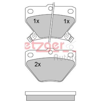 Jeu de 4 plaquettes de frein arrière METZGER OEM 0446652010 Jeu de 4 plaquettes de frein arrière METZGER OEM 0446652010