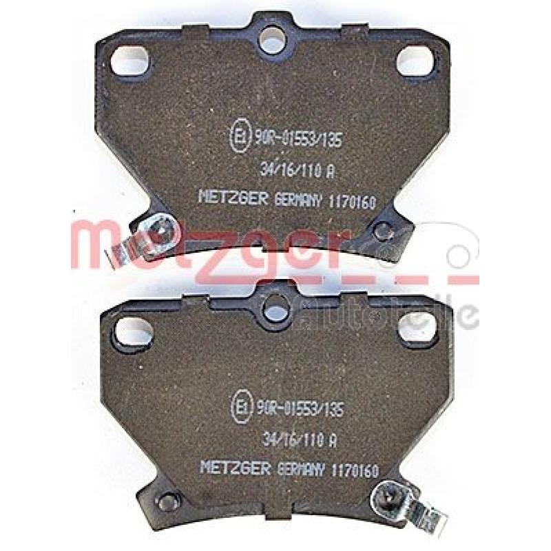 Jeu de 4 plaquettes de frein arrière METZGER 1170160 - Visuel 2