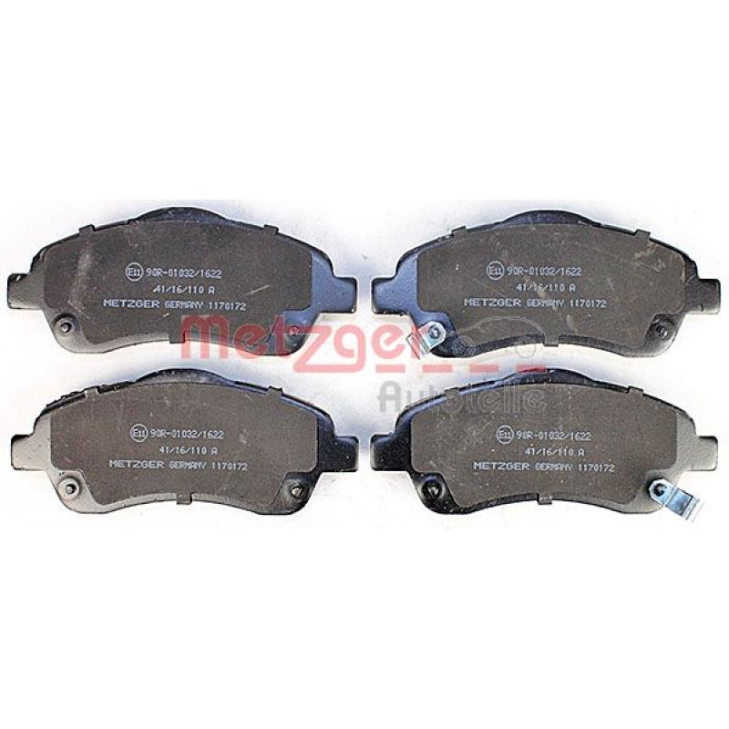 Jeu de 4 plaquettes de frein avant METZGER 1170172 - Visuel 1