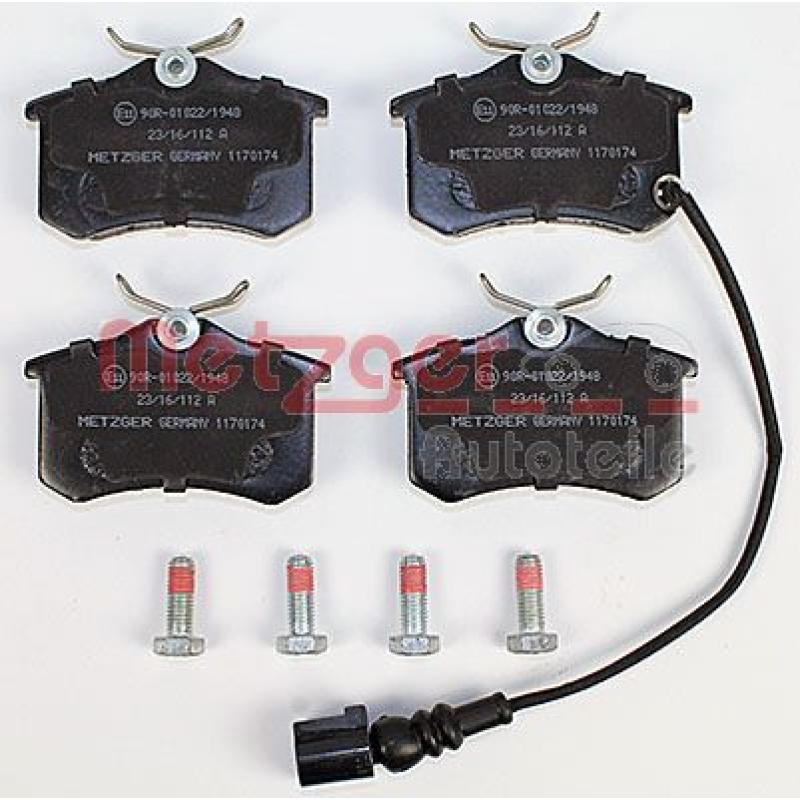 Jeu de 4 plaquettes de frein arrière METZGER 1170174 - Visuel 1