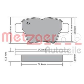 Jeu de 4 plaquettes de frein arrière METZGER OEM 425401