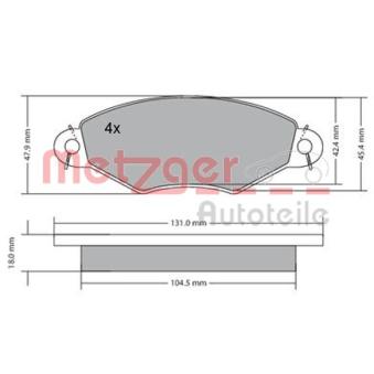 Jeu de 4 plaquettes de frein avant METZGER OEM 425205