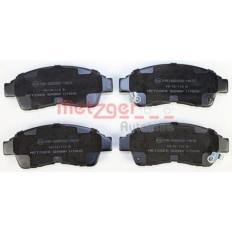 Jeu de 4 plaquettes de frein avant METZGER 1170209 - Visuel 1