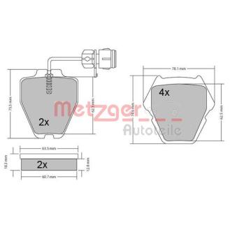 Jeu de 4 plaquettes de frein avant METZGER OEM 4B0698151 Jeu de 4 plaquettes de frein avant METZGER OEM 4B0698151