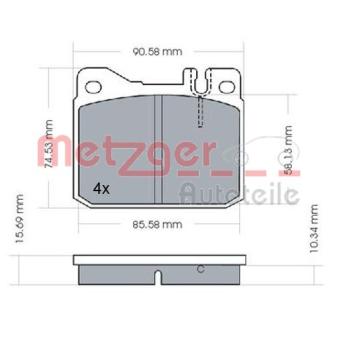 Jeu de 4 plaquettes de frein avant METZGER OEM 0015863242