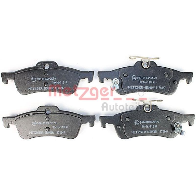Jeu de 4 plaquettes de frein arrière METZGER 1170247 - Visuel 1