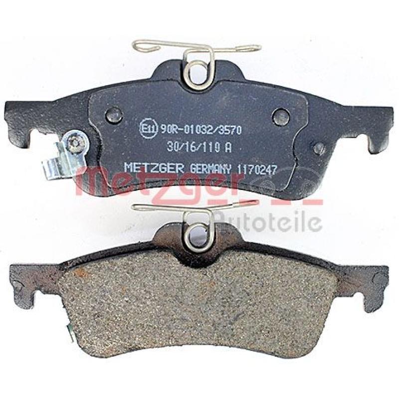 Jeu de 4 plaquettes de frein arrière METZGER 1170247 - Visuel 2