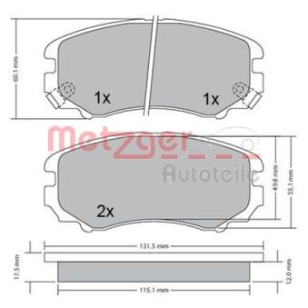 Jeu de 4 plaquettes de frein avant METZGER OEM 581013CA80