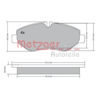Jeu de 4 plaquettes de frein avant METZGER OEM 42555881