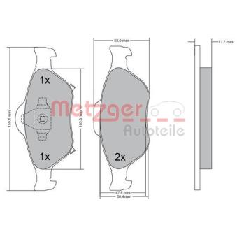 Jeu de 4 plaquettes de frein avant METZGER OEM 044650D050