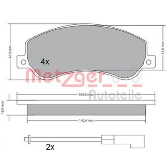 Jeu de 4 plaquettes de frein avant METZGER OEM 1721087