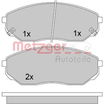 Jeu de 4 plaquettes de frein avant METZGER OEM 581013EE00