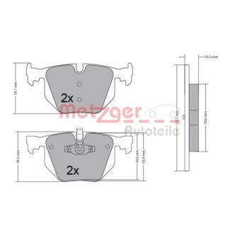 Jeu de 4 plaquettes de frein arrière METZGER OEM 34216775678