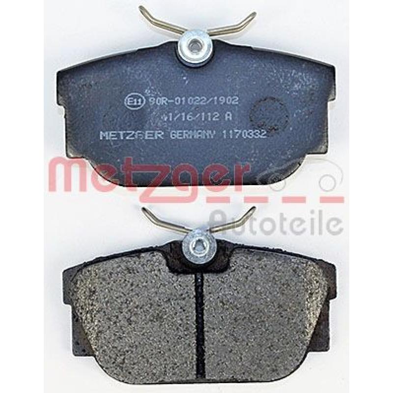 Jeu de 4 plaquettes de frein arrière METZGER 1170332 - Visuel 2